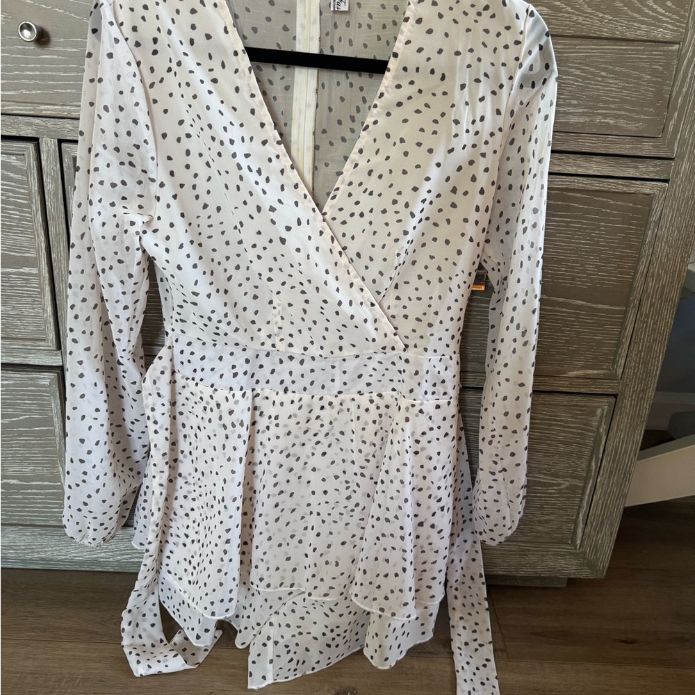 White Polka Dot Wrap Top